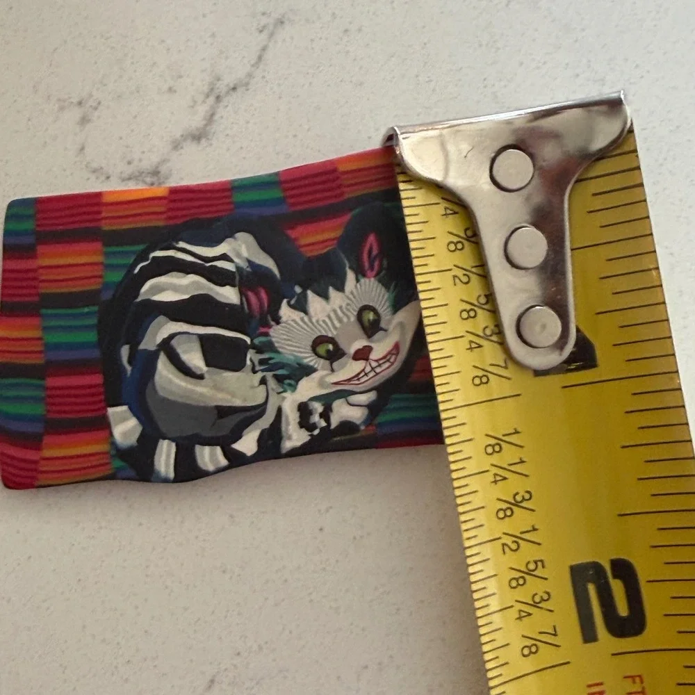 Rare Vintage 1990s Kathleen Amt Signed Polymer Clay Brooch Pin Cheshire Cat Art